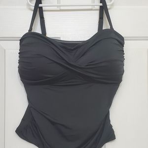 34DDD Ruffle Black Tankini Swim TOP Cremieux